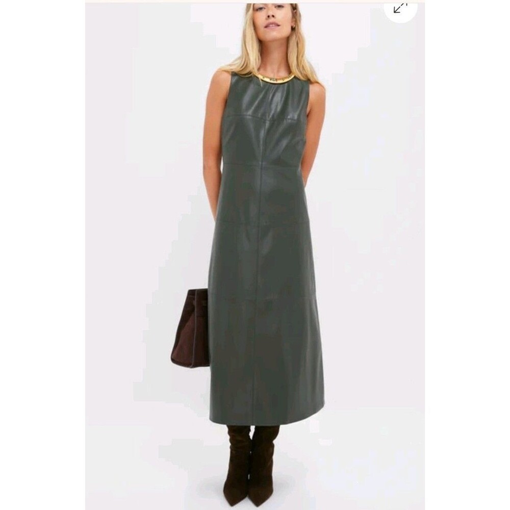 Tuckernuck Dark Hunter Green Faux Leather Manon Dress Size XXL 228$ Retail
